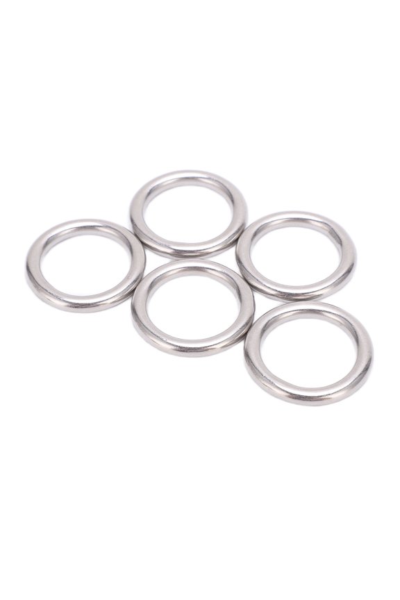 Clearance 5pcs 304 Stainless Steel Round O Rings Multi Purpose Seamless Welded Metal O Ring for Sailing Diving5x25mm
