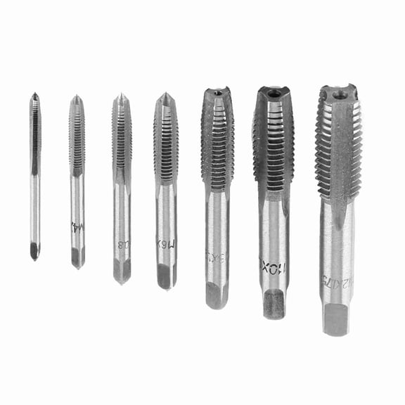 Falleo Clearance 7pcs Metric Thread Steel Tap Tapping Tool M3, M4, M5, M6, M8, M10, M12