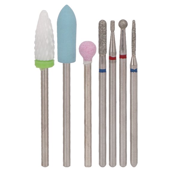 Falleo Clearance 7pcs Nail File Drill Bit Ceramics Tungsten Steel Removing Professional Portable Nail Grinding Bits
