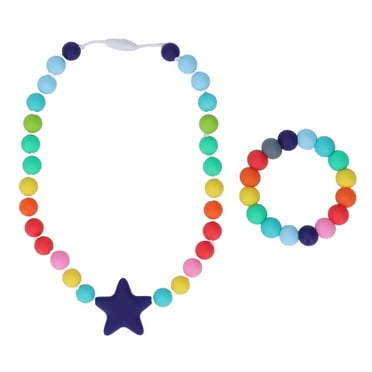 Falleo Clearance Baby Nursing Necklace Iridescence DIY Medium Hardness Food Grade Silicone Portable Baby Teether Toy