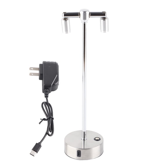 Falleo Clearance Bar Table Lamp Retro Bar Coffee LED Desktop Night Light Double Head High Pole Spotlight with Charger Silver White Light