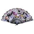thumbnail image 1 of Falleo Clearance Black Fan Decorative Fan Retro Fan Rose Hot Stamping Black, Best Chinese Style Dance Wedding Party Lace Silk Folding Hand Held Flower Fan, 1X Fan, Fans Clearance Sale!, 1 of 2