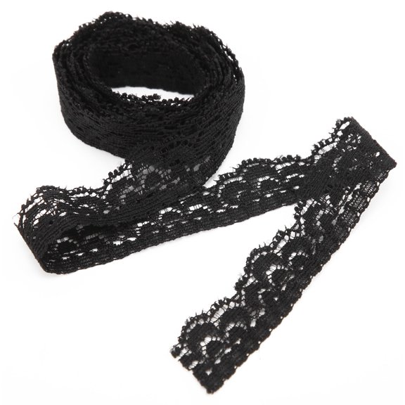 Falleo Clearance Black Lace Ribbon 10 Yards 0.59in Wide Stretchy Elastic Comfortable Floral Pattern Lace Trim for Decorations Sewing DIY