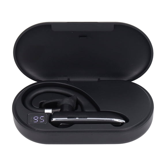 Falleo Clearance Bluetooth Earpiece Noise Cancelling Hands Free Rotatable Single Ear Wireless Headset with Charging Case for Sports Work