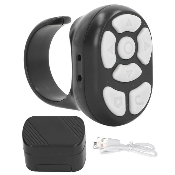 Falleo Clearance Bluetooth Remote Control Page Turner Remote Control Ring Clicker for Mobile Selfie Video Watch Novel Black