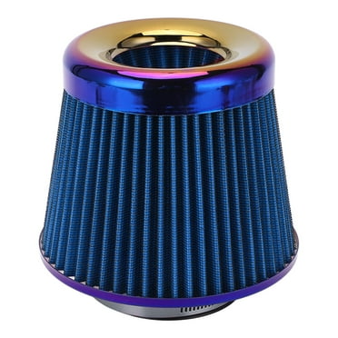 Falleo Clearance Car Intake Air Filter 3in/76mm High Performance Washable Reusable Cone Universal AccessoryBlue