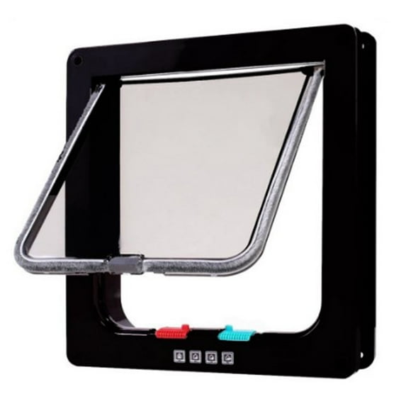 Falleo Clearance Cat Door Wearproof Automatic Window Closure Function Cat Interior Exterior Door for Pet Cat Dog Black M