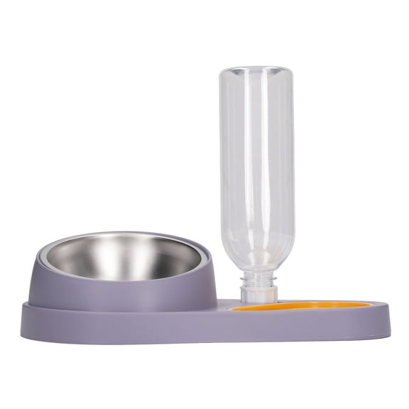Falleo Clearance Cat Water Food Bowl Automatic Water Filling 16 Degree Tilt Stainless Steel Double Pet Bowl Set Purple