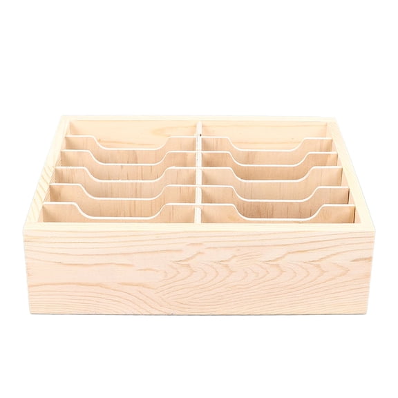Falleo Clearance Cell Phone Box Storage Case 12 Compartments Tabletop Wooden Holder for Home Classroom