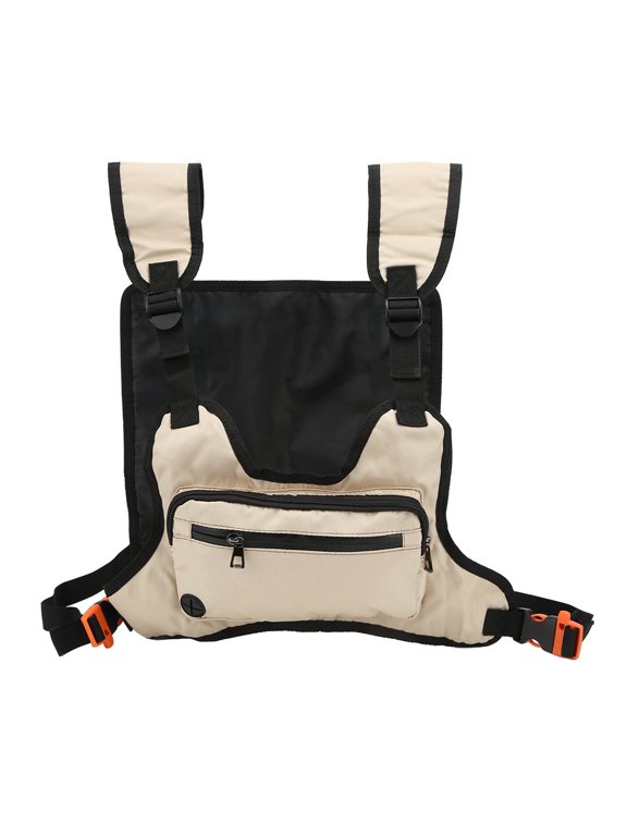 Clearance Chest Rig Bags Reflective Back Design Nylon Material 2 Different Pockets Adjustable Straps Khaki Running Chest Bag