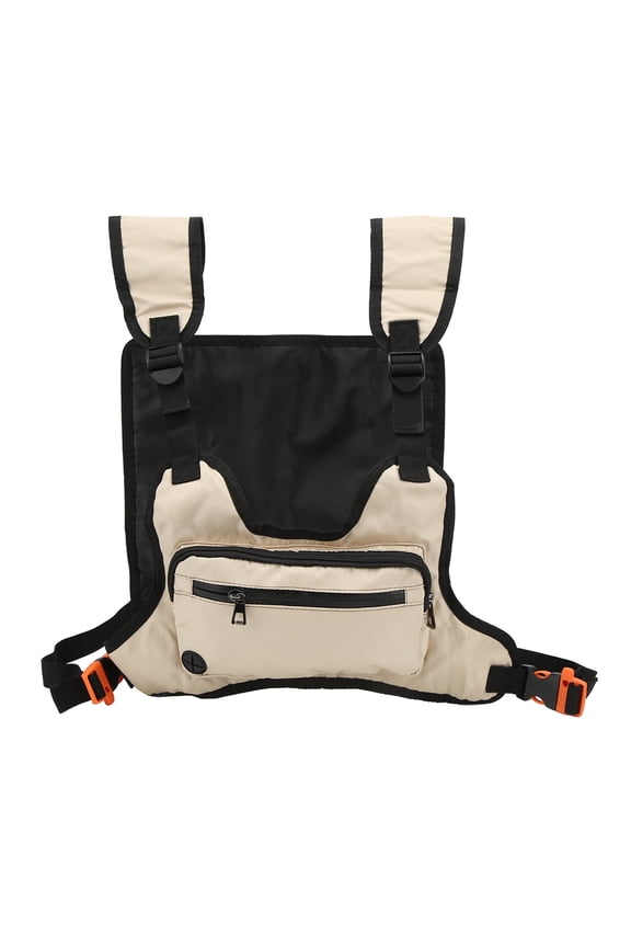 Clearance Chest Rig Bags Reflective Back Design Nylon Material 2 Different Pockets Adjustable Straps Khaki Running Chest Bag