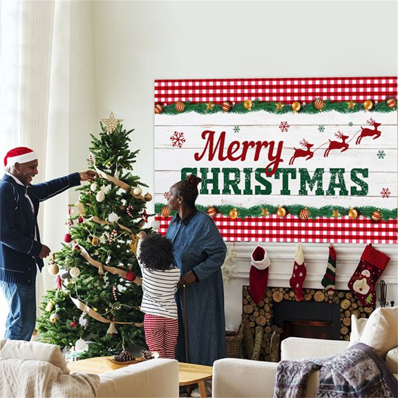 Falleo Clearance Christmas Background Cloth New Year Decoration Holiday Party Event Hanging Cloth