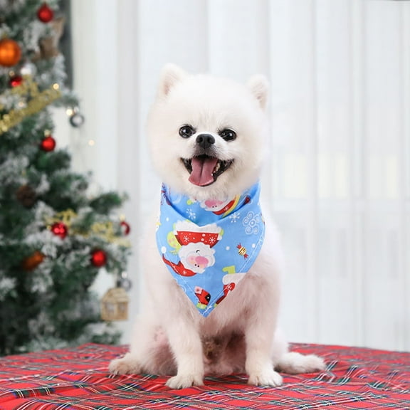 Falleo Clearance Christmas Cartoon Printing Adjustable Dog Neck Collar Christmas Snowflake Deer Dog Collar Wedding Plaid Dog Collars For Small Medium Large Dogs