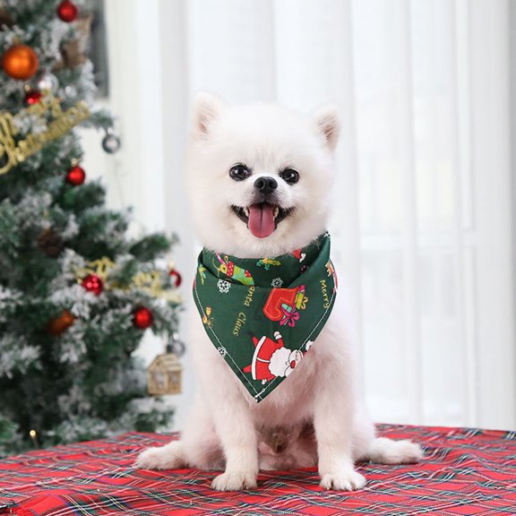 Falleo Clearance Christmas Cartoon Printing Adjustable Dog Neck Collar Christmas Snowflake Deer Dog Collar Wedding Plaid Dog Collars For Small Medium Large Dogs