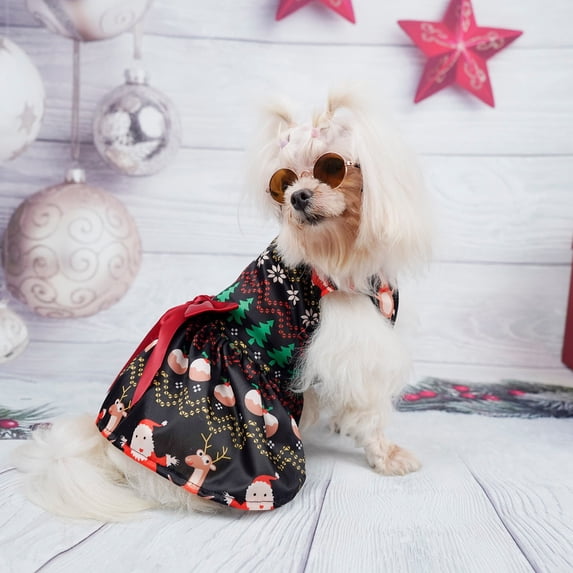 Falleo Clearance Christmas Dog Costume Pet Cat Funny Holiday Party Cosplay Santa Dress Up Apparel For Cats And Small Dogs Christmas Print Pet Christmas Dress
