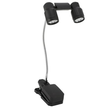 Falleo Clearance Clip On Light LED Double Headed 360 Degree Adjustable Rotatable Battery Powered Clamp Light for Barbeque Grill Reading Outdoor Tent