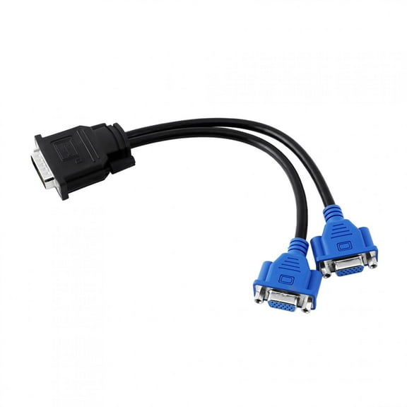 Falleo Clearance DMS-59 Pin Male to 2 VGA 15 Pin Female Splitter Adapter Cable Lead Wire for HP Dell Monitor