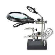 Falleo Clearance Desktop Magnifier Glass Soldering Station LED Light Magnifying Glass Stand with Clamp and Clips