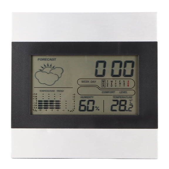 Falleo Clearance Digital Weather Clock Temperature and Humidity Display Aluminum Shell Digital Alarm Clock for Desktop Use and Wall Hanging