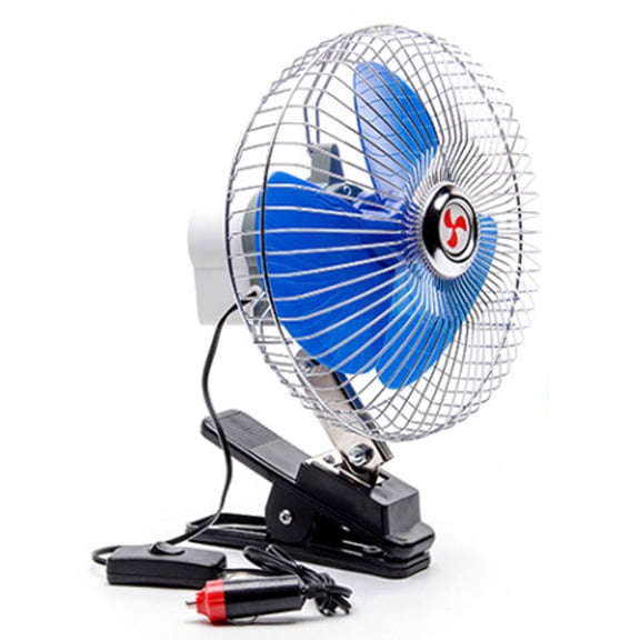 Falleo Clearance Electric Car Cooling Fan Rotatable Powerful Quiet Vehicle Clip Fan with Cigarette Lighter Plug for Truck RV Boat 8in 24V