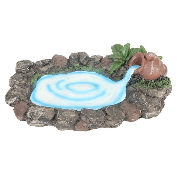 Falleo Clearance Fairy Garden Rock Pond 6.5in Long Hand Painted Lifelike Durable Resin Miniature Pond for House Outdoor Decoration