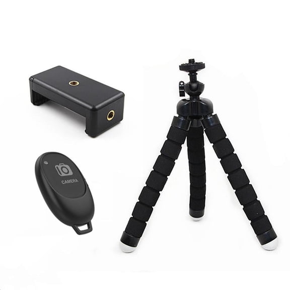 Falleo Clearance Flexible Sponge Octopus Mini Tripod for iPhone Camera Tripod Phone Holder Clip Stand with Bluetooth Remote Shutter
