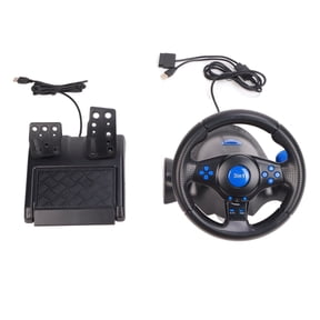 Falleo Clearance Gaming Steering Wheel 180 Degree Rotation Multifunctional 3 in 1 Game Racing Wheel with Pedals for PC