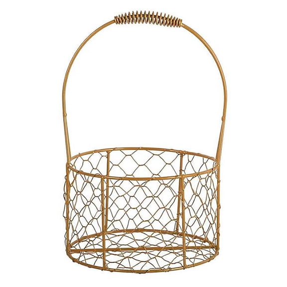 Falleo Clearance Golden Iron Crafts Hand Gift Flower Basket Handheld Flower Basket Flower Bundle Packaging Basket