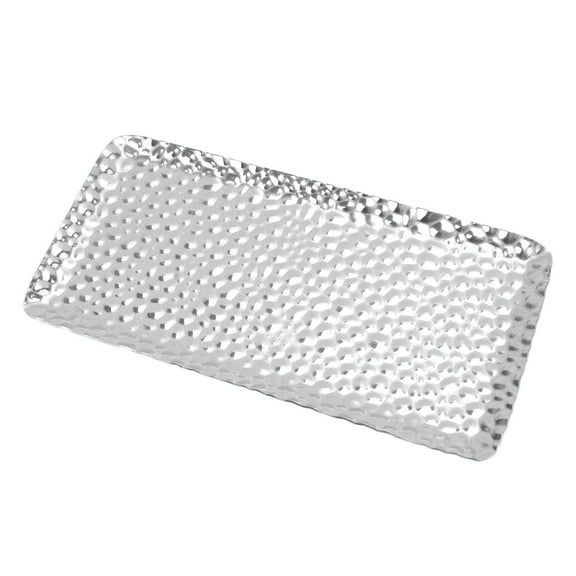Falleo Clearance Hammered Tray Exquisite Odorless Stainless Steel Serving Tray for Living Room Bedroom Kitchen Bathroom 19.5x9.5cm Silver