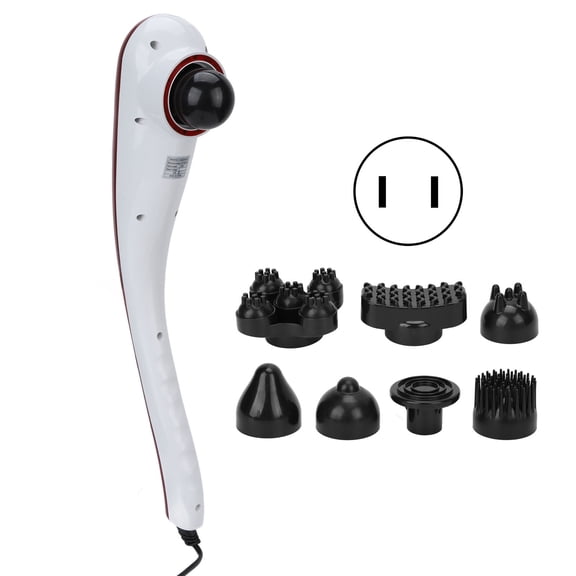 Falleo Clearance Handheld Body Massage Machine 8 Heads 10 Strength Gears Red Light Deep Tissue Massager for Waist Shoulder Arm US Plug 110V