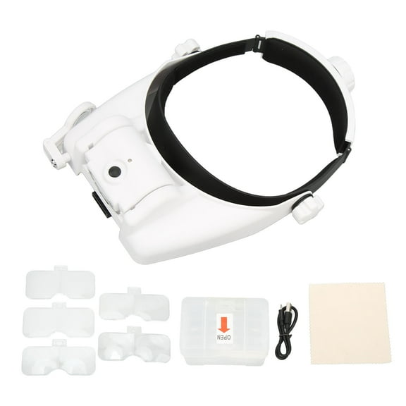 Falleo Clearance Headband Magnifier 3 LEDs 23 Kinds Magnifications Adjustable Rechargeable Head Mount Magnifying Glass