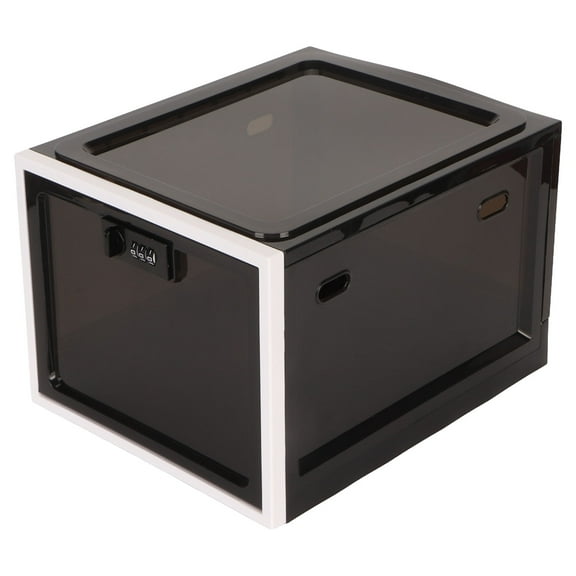 Falleo Clearance Lock Box Clear Food Storage Container Medicine Case with 3 Digit Combination Lock for Home Black White