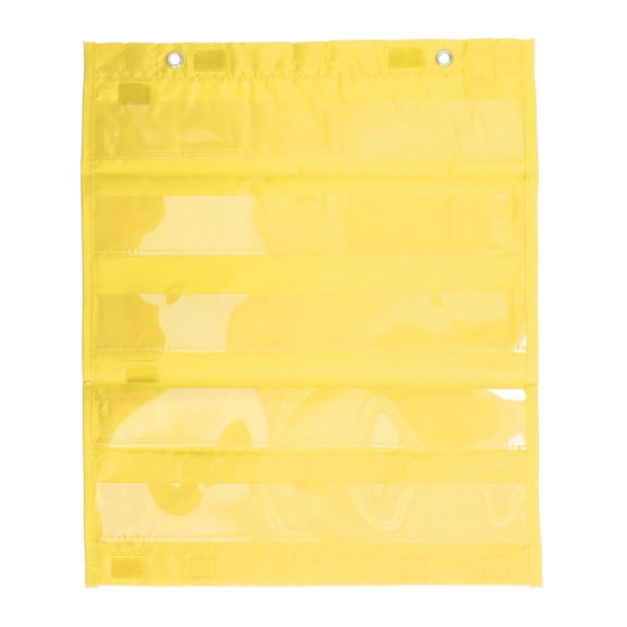 Falleo Clearance Magnetic Pocket Chart for Students 5 Rows Transparent Pockets Schedule Pocket Chart for Home School Activities Yellow