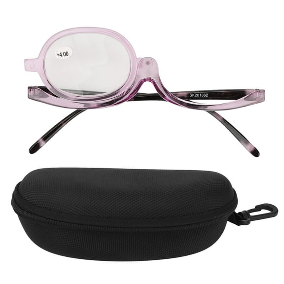 Falleo Clearance Magnifying Cosmetic Glasses Women Stylish Flexible Flip Down Makeup Reading Glasses with Case +4.00