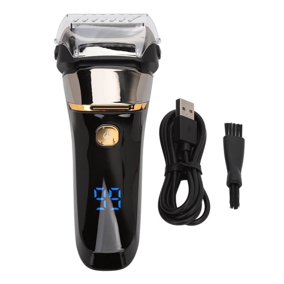 Falleo Clearance Men Cordless Electric Face Shaver Digital Display USB Rechargeable Washable for Beard Mustache Hair