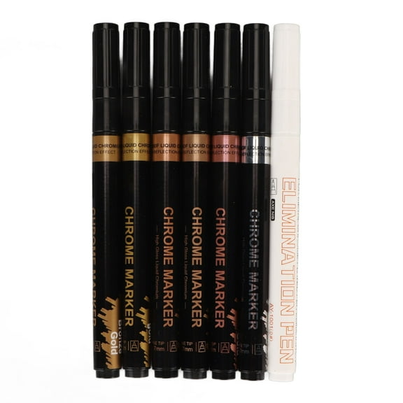 Falleo Clearance Mirror Marker Rose Gold Bronze Gold Silver Fade Resistant Metallic Paint Pen with Elimination Pen for Card Glass Wood