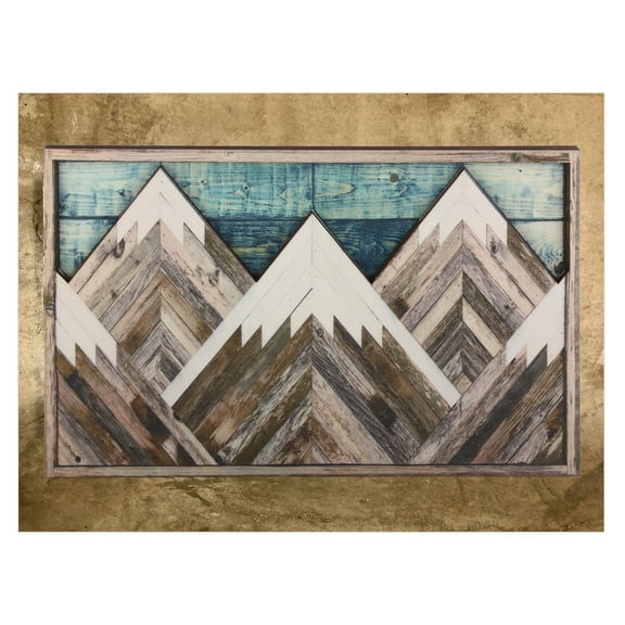 Falleo Clearance Mountain Wood Wall Art Decor Green Mountain Top Blue Mountain Top Decorative Painting