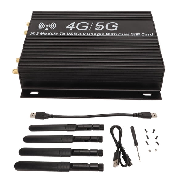 Falleo Clearance NGFF M.2 4G 5G Module to USB3.0 Adapter with Cooling Fan Dual SIM Card Slot High Gain Antenna Auxiliary Power Supply