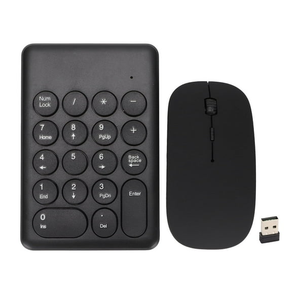 Falleo Clearance Numeric Keypad Portable Slim 2.4GHz USB Wireless Mini Black Numeric Keyboard Mouse Combo Set for Laptops Desktops PCs