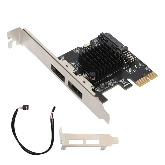Falleo Clearance PCIE to Power ESATA Expansion Card 2 Port 6.0Gbps Support Hot Swap Plug and Play PCI Express SATA Card for Desktop