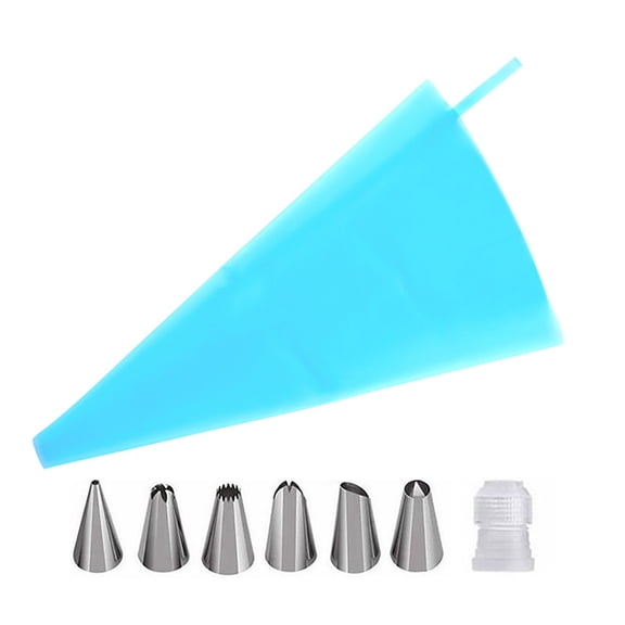 Falleo Clearance Piping Bags and Tips Set Cake Decorating Supplies for Baking TPU Pastry Bags Stainless Steel Tips Blue
