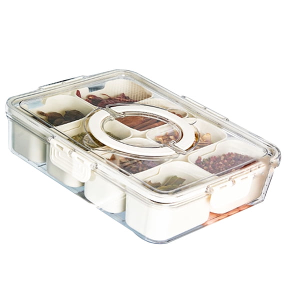 Falleo Clearance Plastic Storage Box Multi Grids Fridge Food Divider Box for Dumpling Vegetable Fruit Seasoning Large 8 Grids