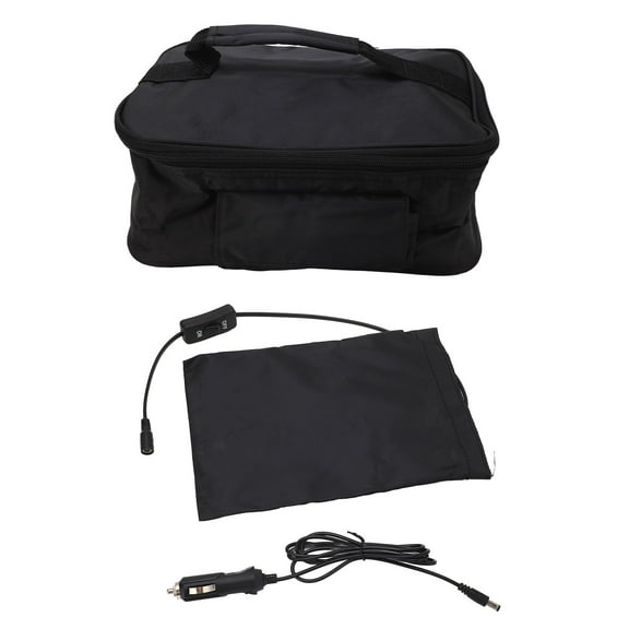 Falleo Clearance Portable Mini Car Microwave 12V Electric Oven Fast Heating Picnic Box for Travel Camping Food Cooking Black