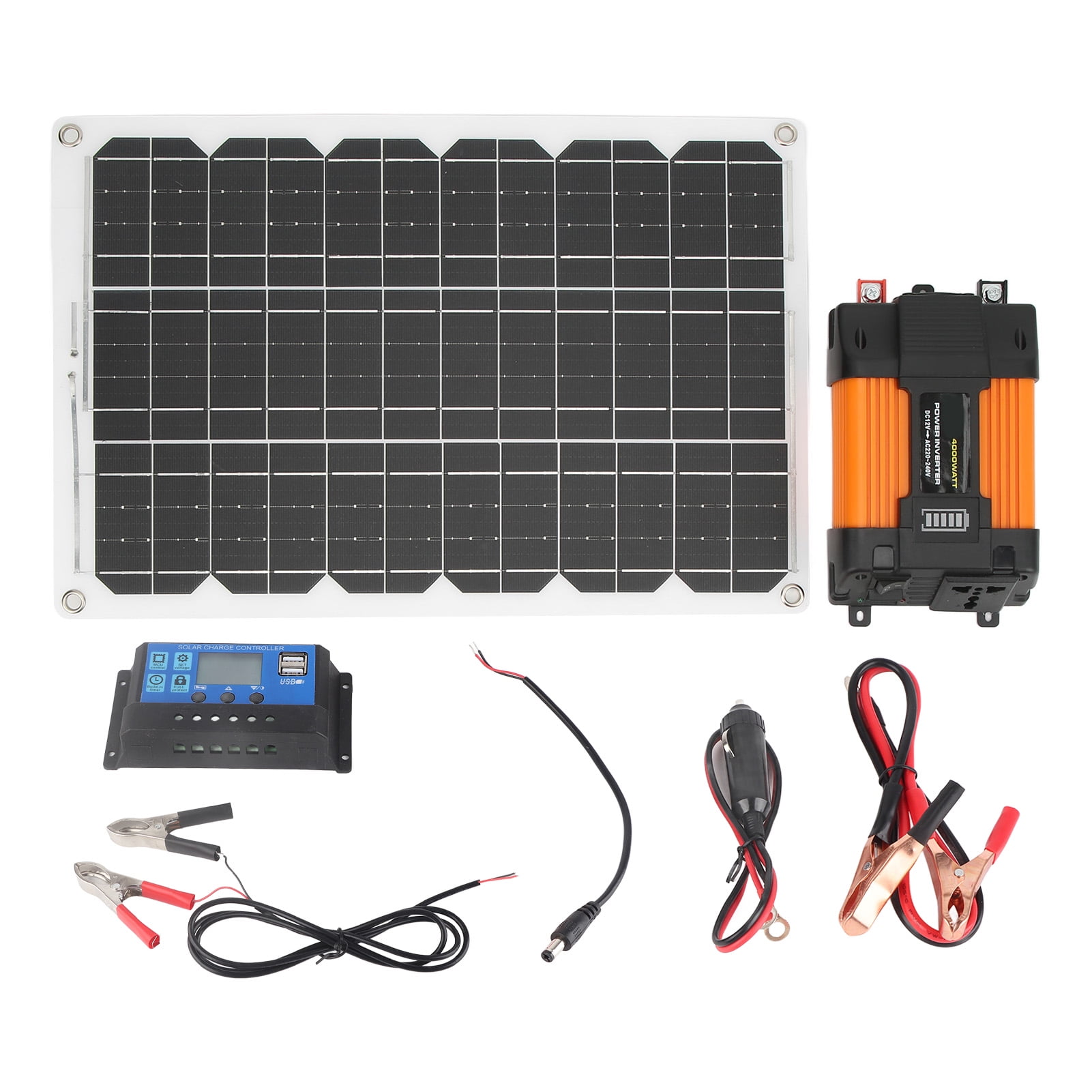 Falleo Clearance Portable Solar Power System 4000W Power Inverter 30A 12V 24V Solar Charge Controller 18W 18V Solar Panel Kit 300W 12V to 220V