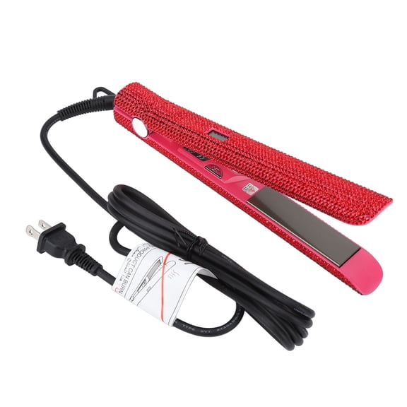 Falleo Clearance Professional Red Hair Straightener Titanium Curler Straightening Curling Rhinestone Flat Iron US Plug 110V