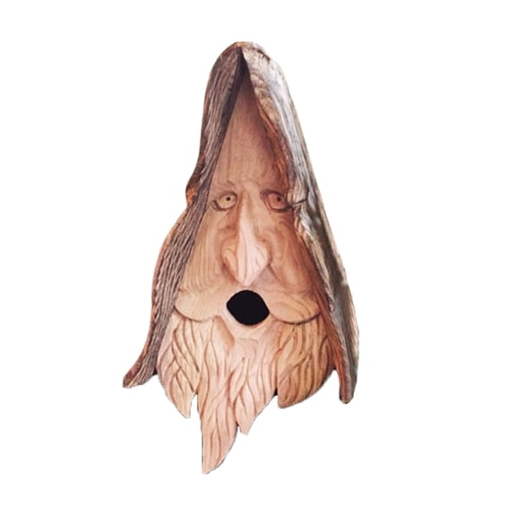 Falleo Clearance Removable Happy Spirit Birdhouse Wooden Crafts Hand Carved Bird House