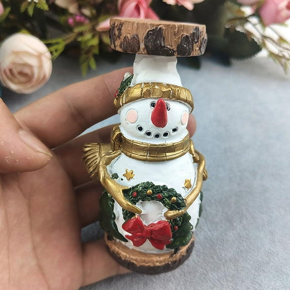 Falleo Clearance Resin Candle Holder Christmas Santa Snowman Candlesticks For Pillar Candle Tea Light Functional Table Christmas Decoration For Home Décor