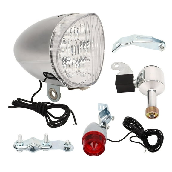 Falleo Clearance Retro Bike Light Set Professional Vintage Bike LED Headlight Taillight Kit with Generator for DIY Modification