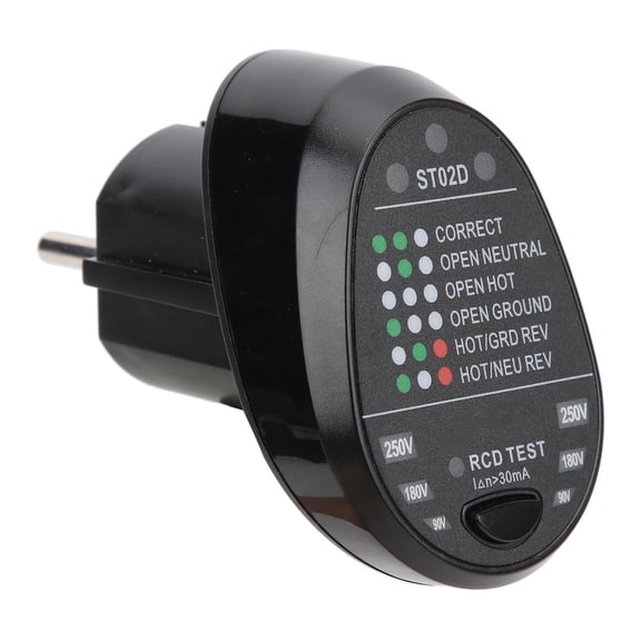Falleo Clearance ST02D Electric Socket Tester Circuit Polarity Detector Mains Fault Checker EU Plug 100?240V