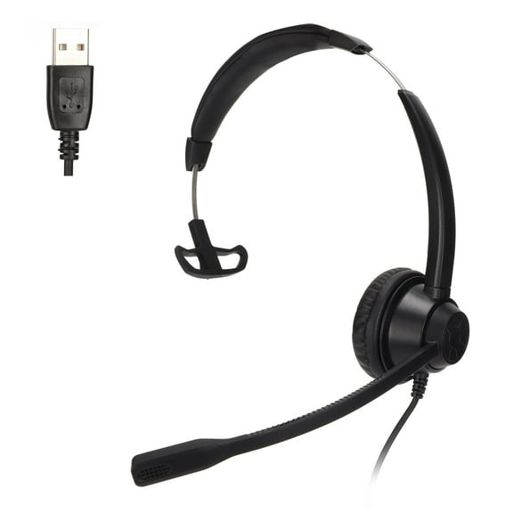 Falleo Clearance Single Sided Ear Telephone Headset USB Business Headset with Noise Cancelling Mic for Call Center